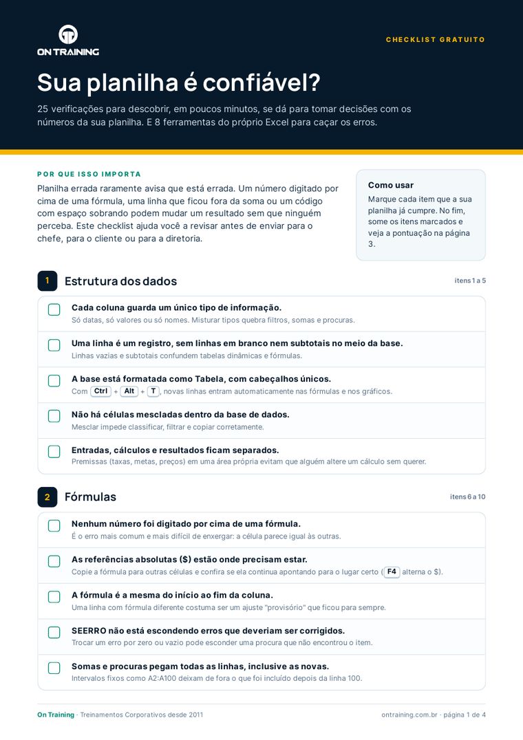 Capa: Sua planilha é confiável?
